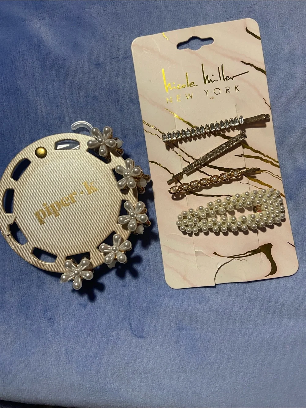 Nicole Miller Pearl Accent Hair Clip/ Barrette Set - White Pearls